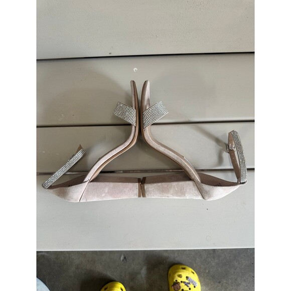 Steve Madden Carrson Rhinestone Leather Suede Ankle Strap Block Heel Sandal 8 - Picture 9 of 12